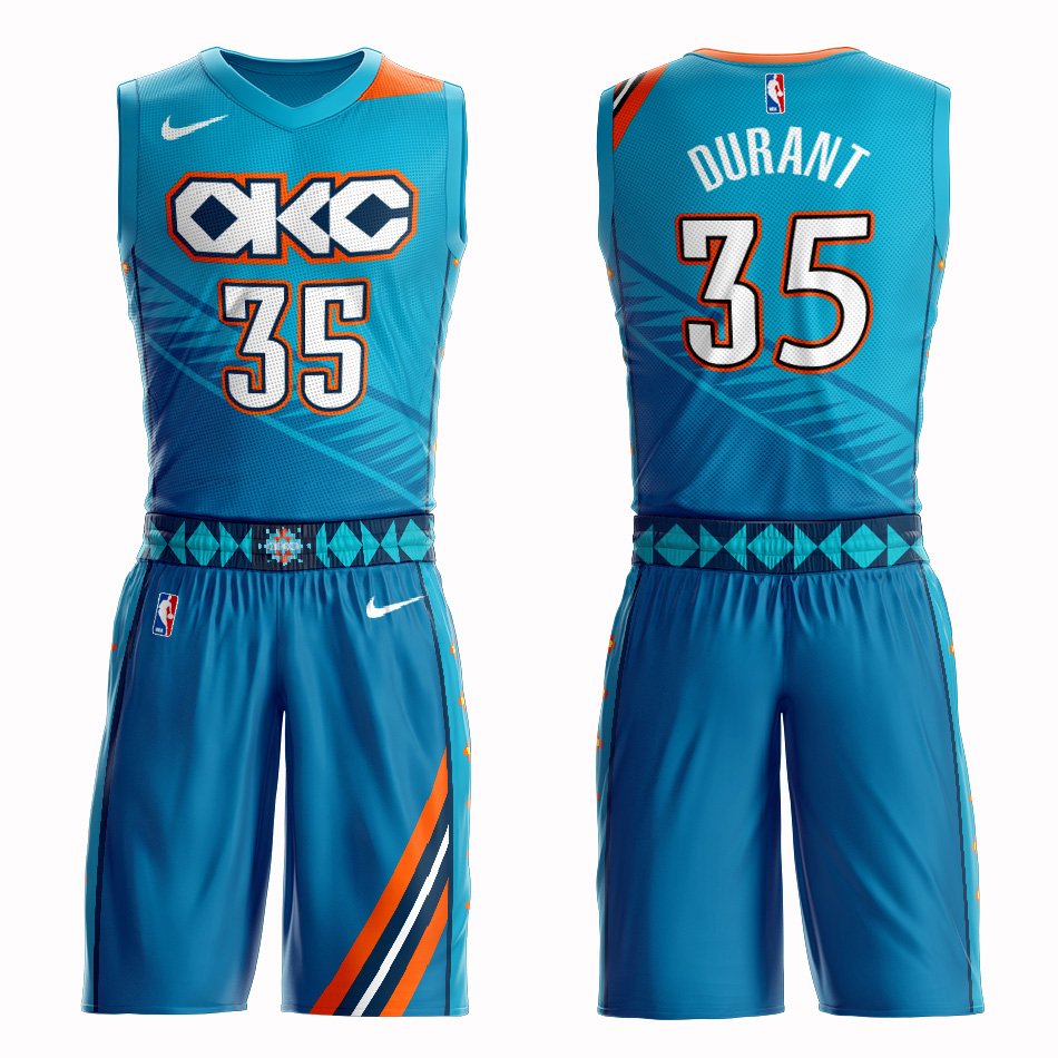 Customized Men Oklahoma City Thunder #35 Durant blue NBA Nike jersey